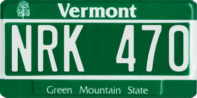 VT license plate NRK470