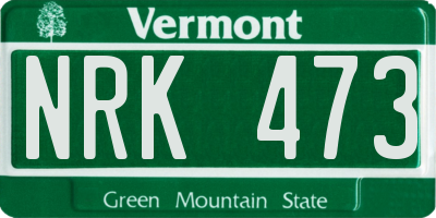 VT license plate NRK473