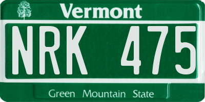 VT license plate NRK475