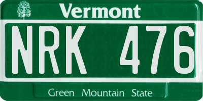 VT license plate NRK476