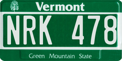 VT license plate NRK478