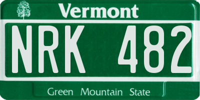 VT license plate NRK482