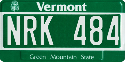 VT license plate NRK484