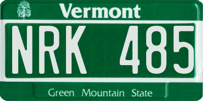 VT license plate NRK485
