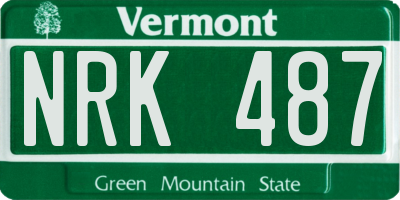 VT license plate NRK487