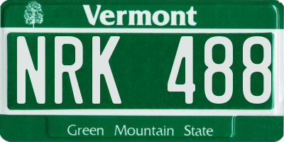 VT license plate NRK488