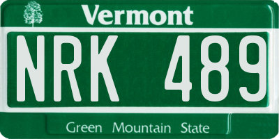 VT license plate NRK489