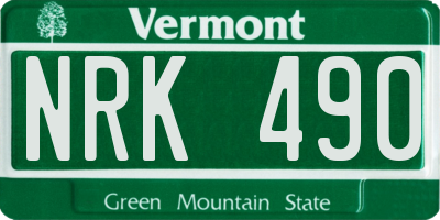 VT license plate NRK490