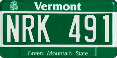 VT license plate NRK491