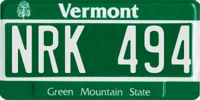 VT license plate NRK494