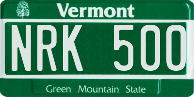 VT license plate NRK500