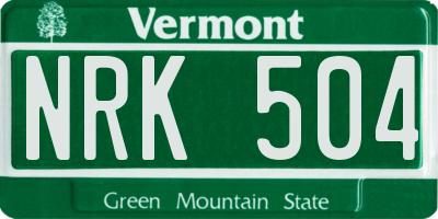VT license plate NRK504