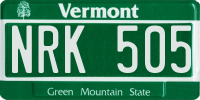 VT license plate NRK505