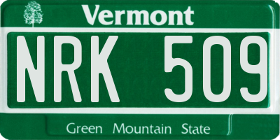 VT license plate NRK509