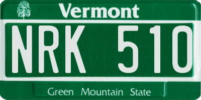 VT license plate NRK510