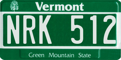 VT license plate NRK512