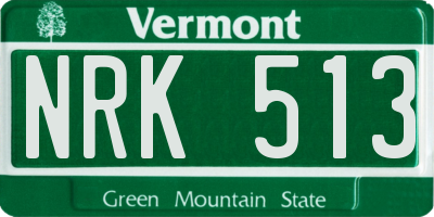 VT license plate NRK513