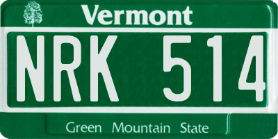 VT license plate NRK514