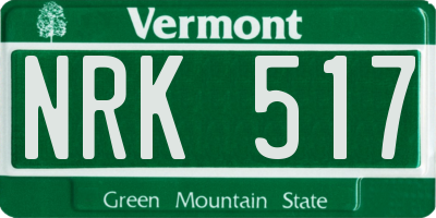 VT license plate NRK517