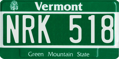 VT license plate NRK518