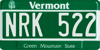 VT license plate NRK522