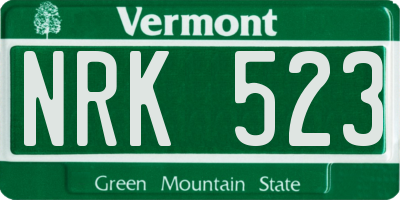 VT license plate NRK523