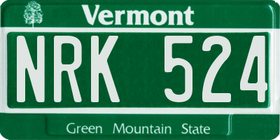 VT license plate NRK524