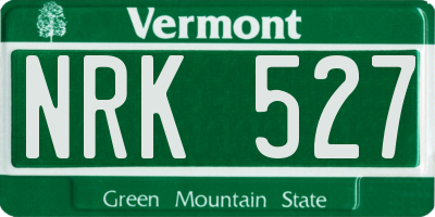 VT license plate NRK527