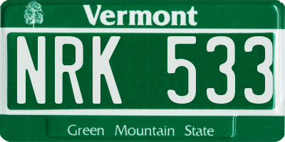 VT license plate NRK533