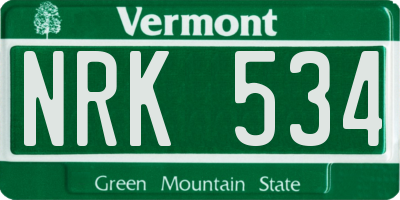 VT license plate NRK534