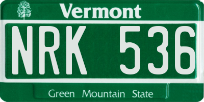 VT license plate NRK536
