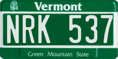 VT license plate NRK537