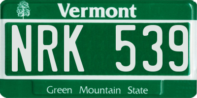 VT license plate NRK539