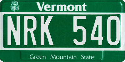 VT license plate NRK540