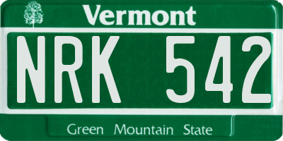 VT license plate NRK542