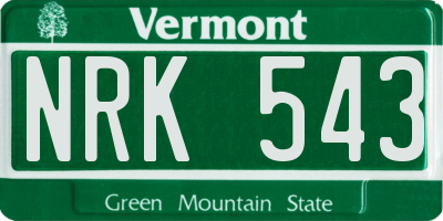VT license plate NRK543
