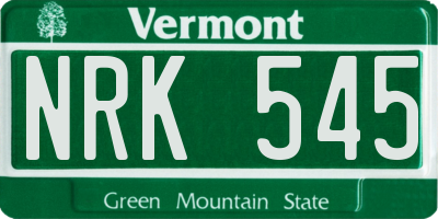 VT license plate NRK545