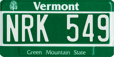 VT license plate NRK549