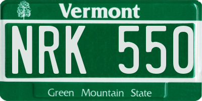 VT license plate NRK550