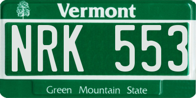 VT license plate NRK553