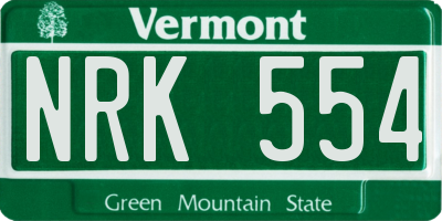 VT license plate NRK554