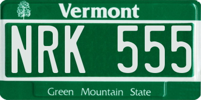 VT license plate NRK555