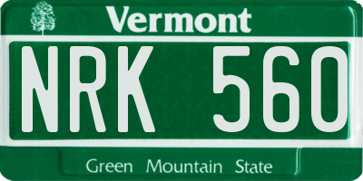 VT license plate NRK560