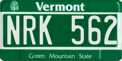 VT license plate NRK562