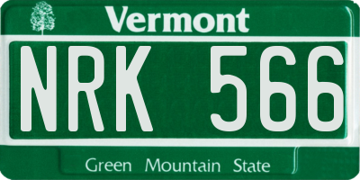 VT license plate NRK566