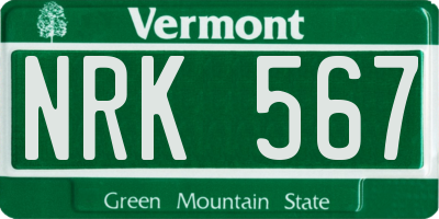 VT license plate NRK567