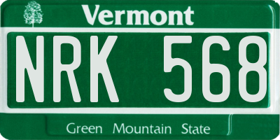 VT license plate NRK568