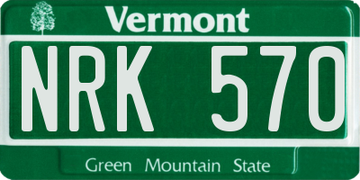 VT license plate NRK570