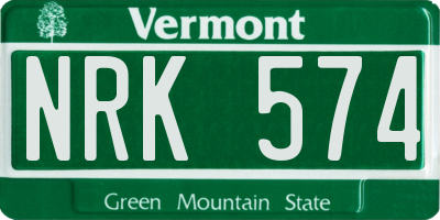 VT license plate NRK574