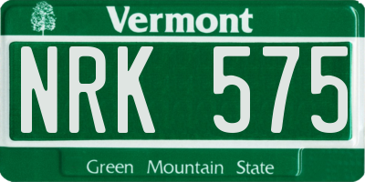 VT license plate NRK575